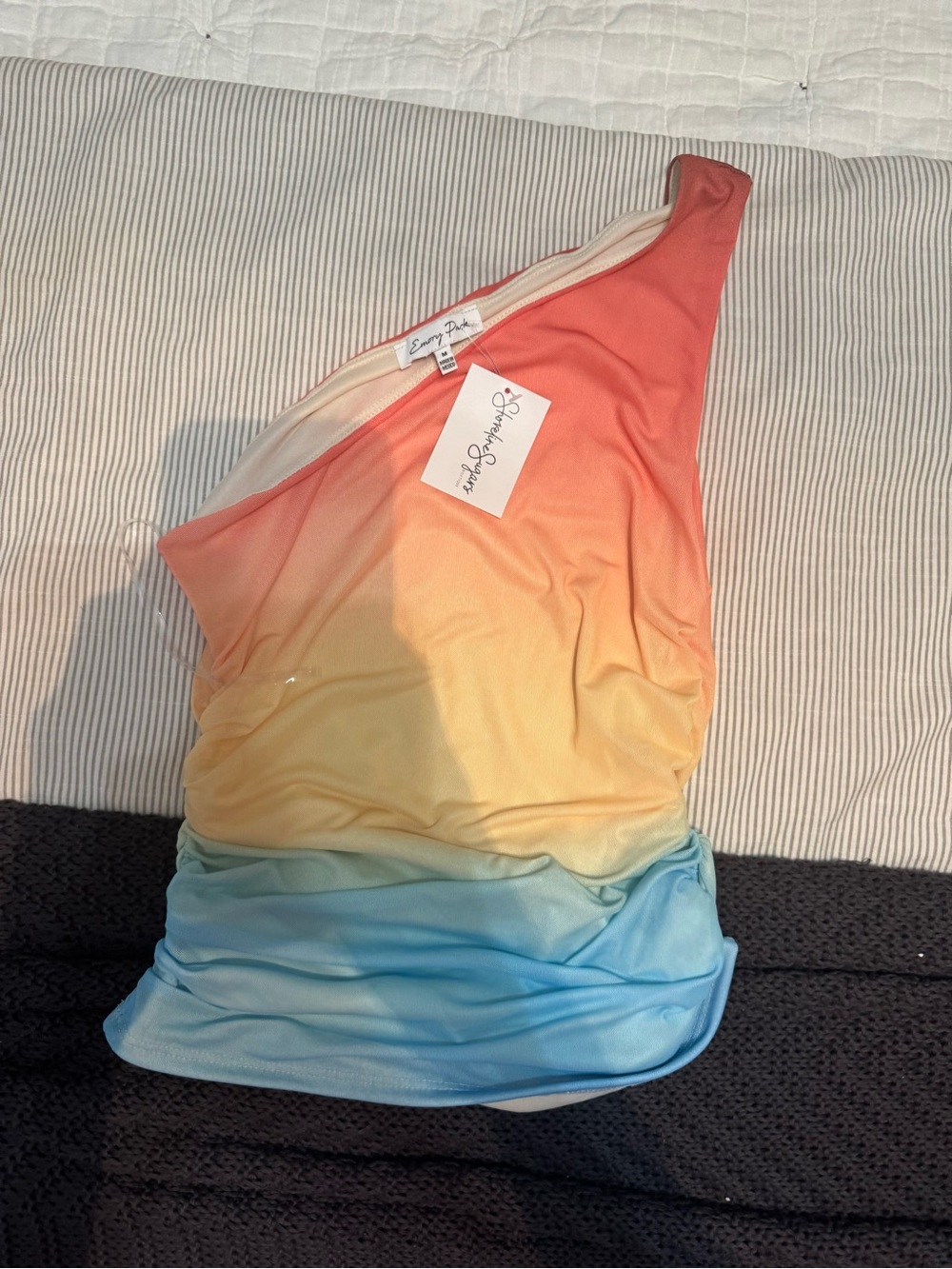 emory park Ombre One-Shoulder Tank Top - Coral, Yellow, Mint, Sky Blue